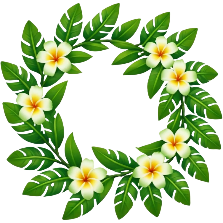 hawaiian haku lei (green leaf flower crown) emoji