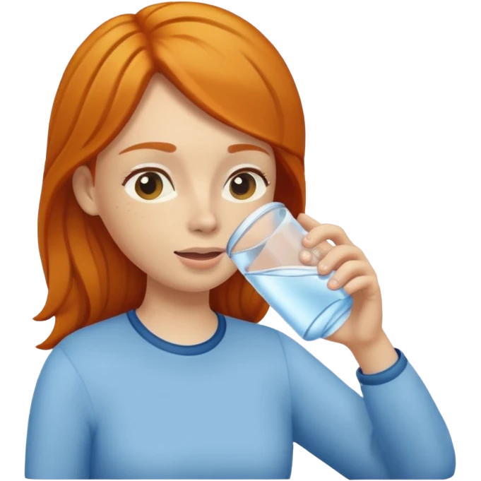 ginger woman drinking water emoji