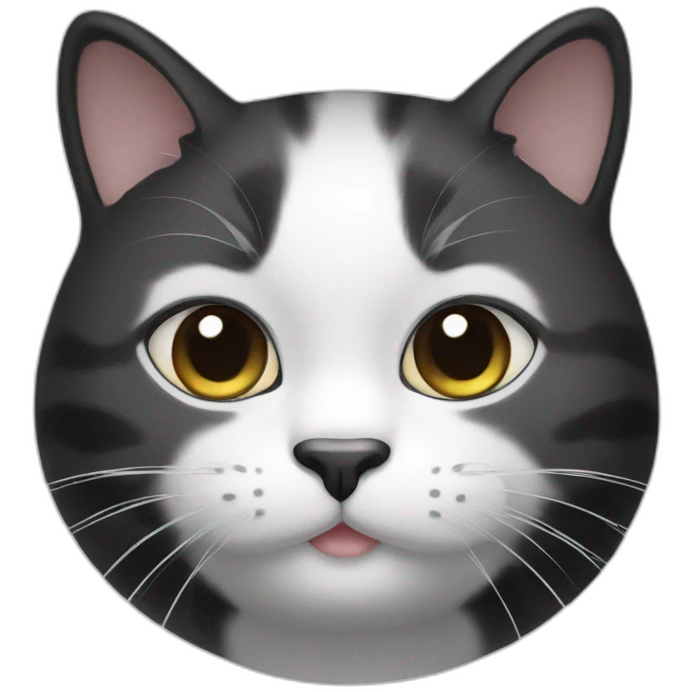 cute chubby black-and-white-cat emoji
