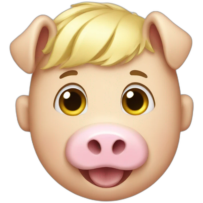 squealing pig with short blonde hair emoji