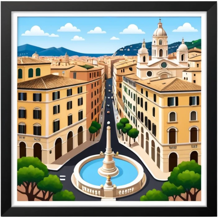 piazza di spagna with barcaccia view from up above
no square style no frame png style 
 emoji