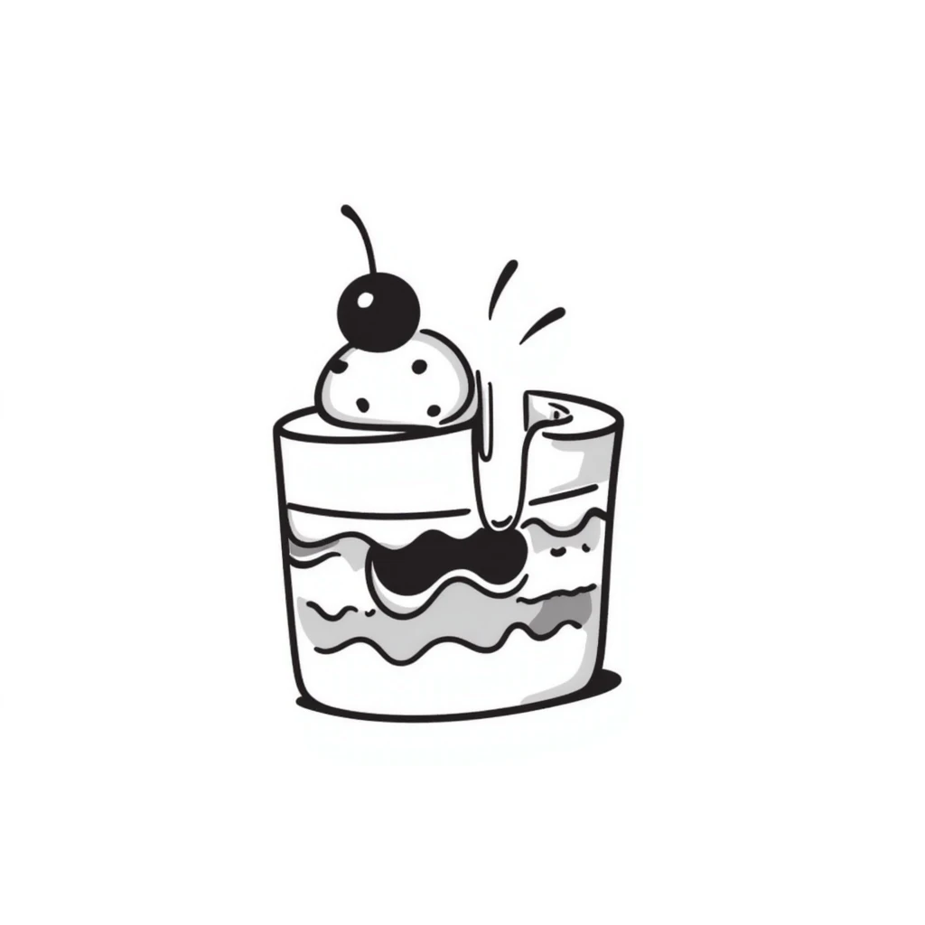 hand-drawn sketch of a cake with a bite taken out of it emoji