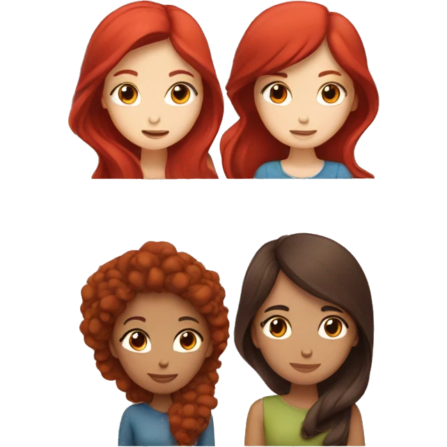 Two girls kissing one with red hair and the other with dark brown hair  emoji