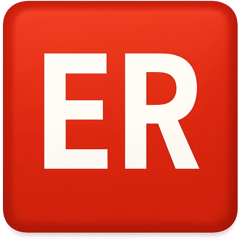 red square emoji that says "ER" emoji