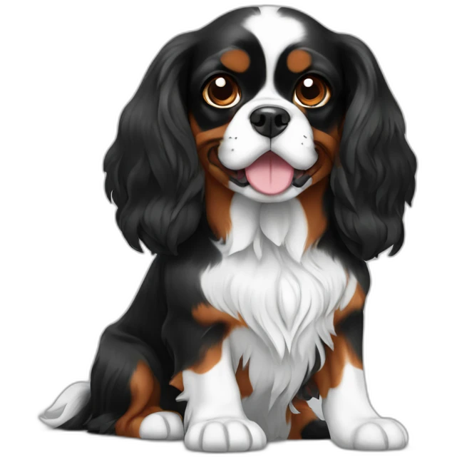 king charles spaniel black and white emoji