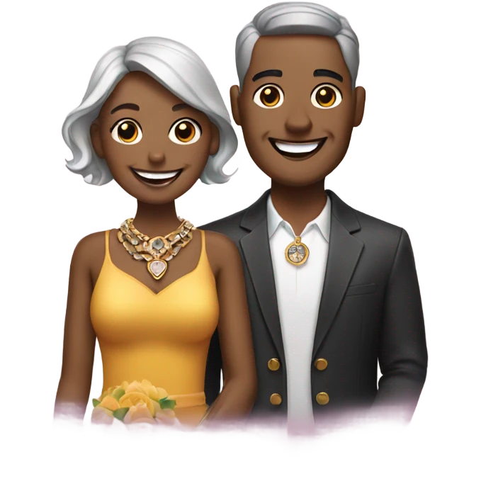 smiling couple with jewelry dog emoji