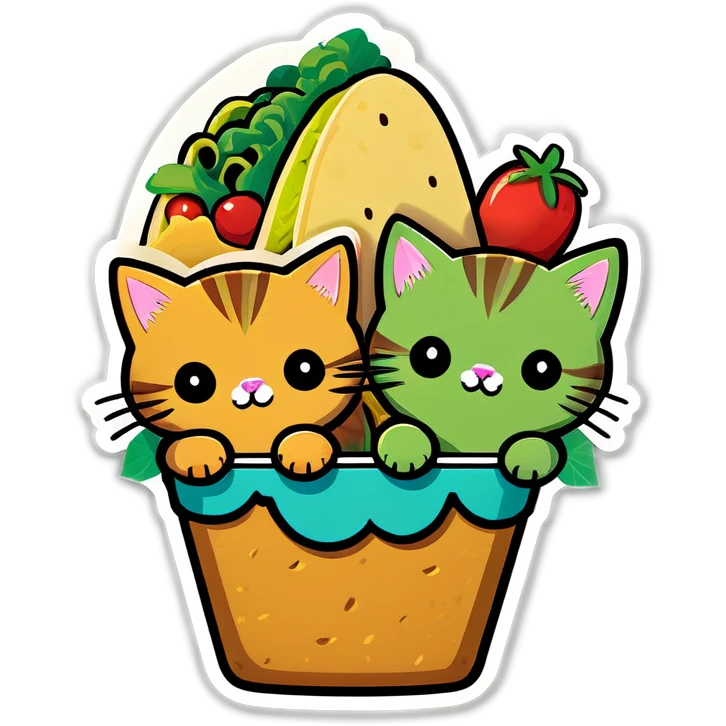 Kawaii Marijuana leaf and kittens eating tacos kawaii style  emoji