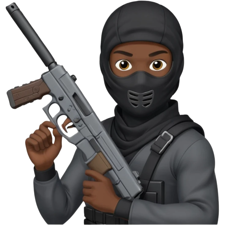 Créame este emoji 🥷🏾 con una glook en la mano y el cargador largo emoji