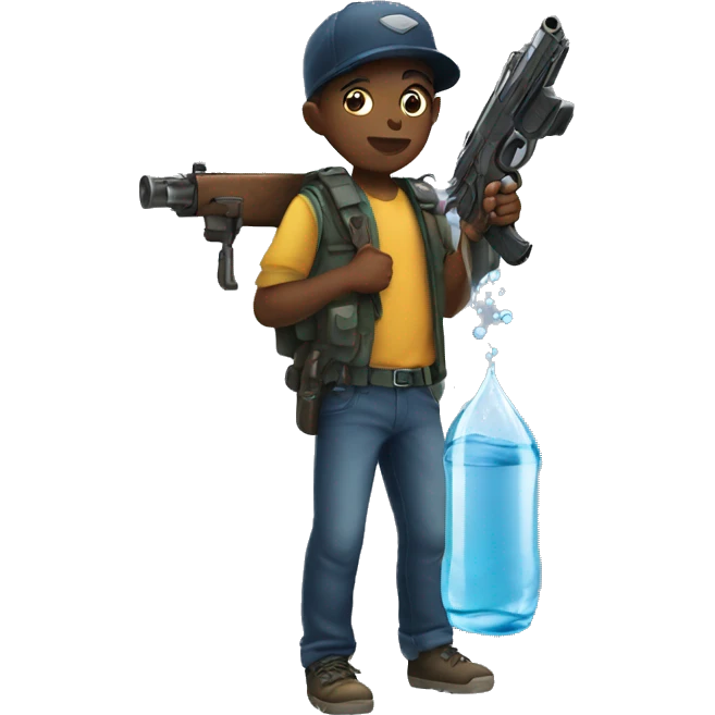 Child with gun of water emoji