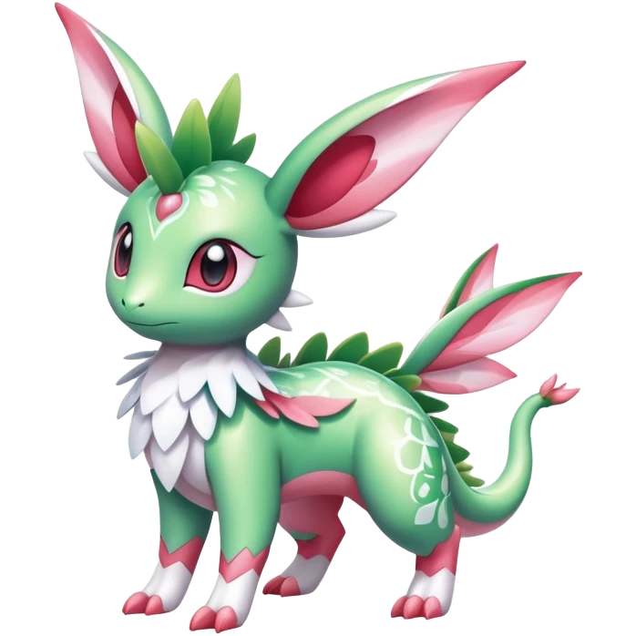 Shiny Exotic Cute Adorable Majestic Ethereal Sparkly Flygon-Sylveon-Shaymin-Hybrid-Creature with white pattern-markings emoji