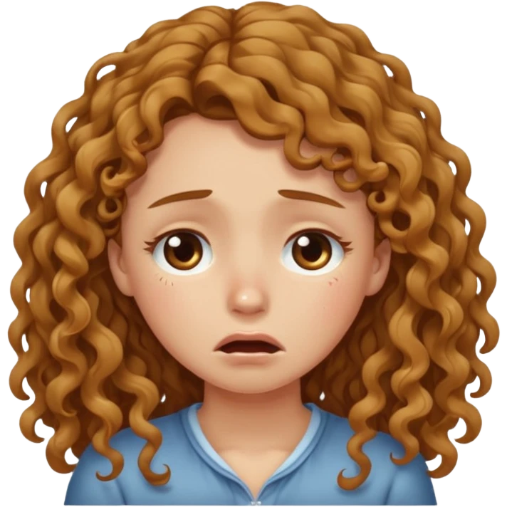 long light brown curly hair girl bawling  emoji