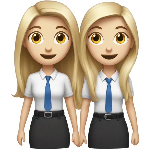 Three girl friends fair, same height, going to office emoji