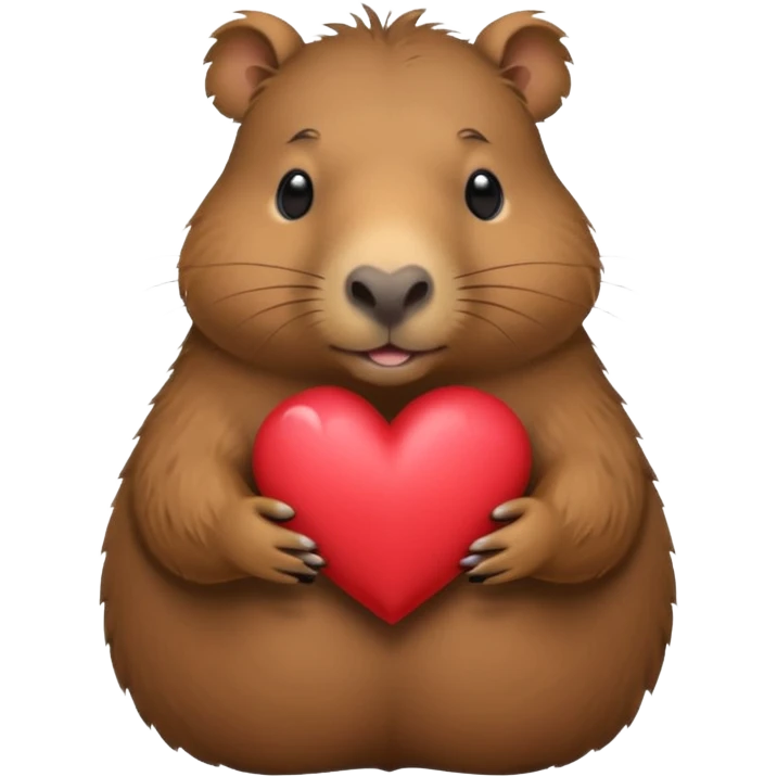 capybara holding a heart emoji