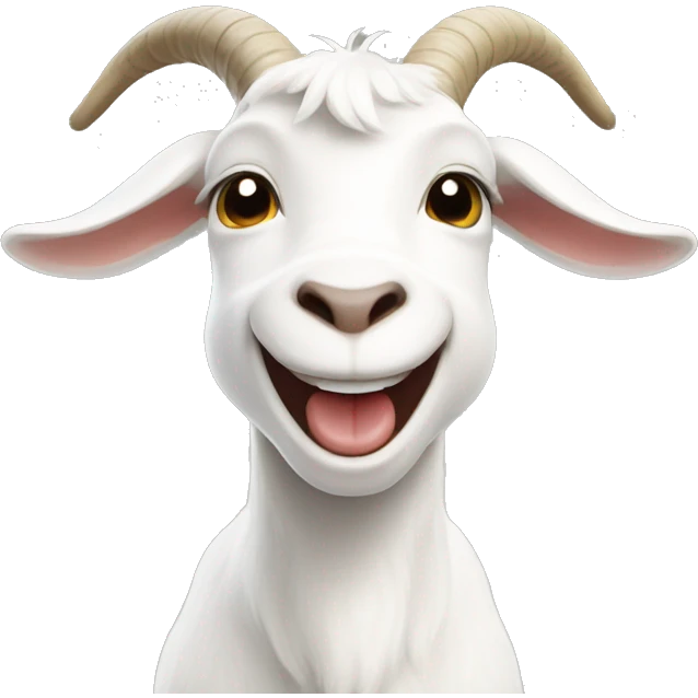 happy white goat saying "HI" emoji
