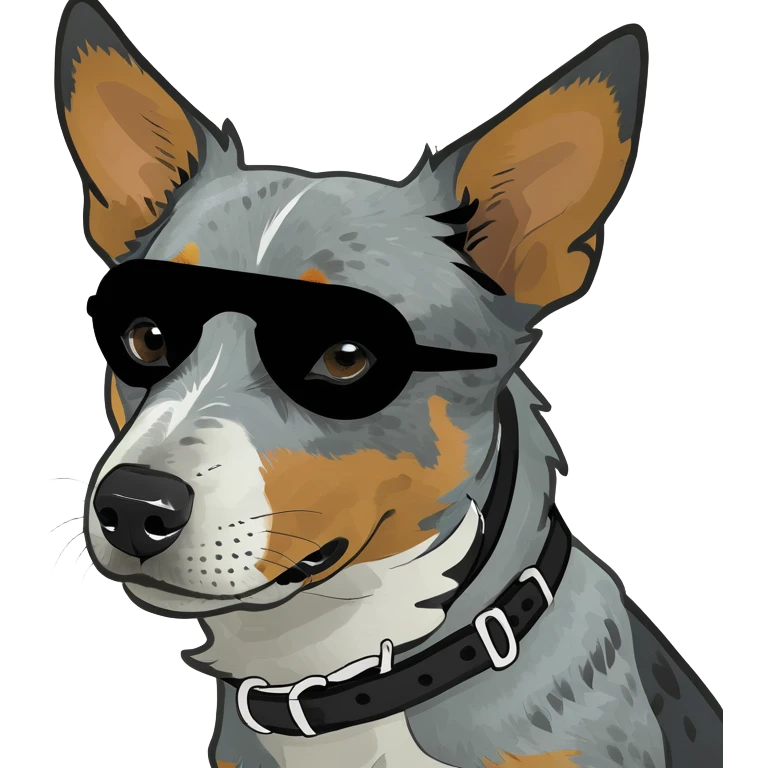 Blue healer Cattle dog with a black eyepatch on one of his eyes  emoji