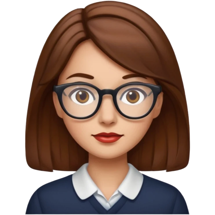 emoji of a woman with glasses and brown hair, Apple style emoji