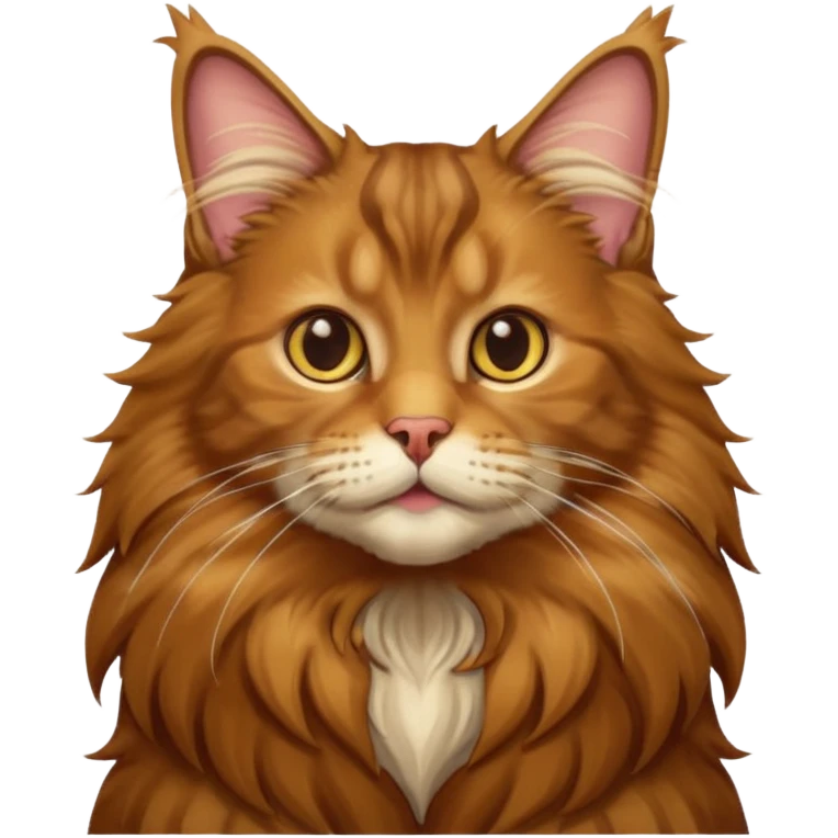 A high-resolution photo-realistic digital illustration of a brown maine coon cat, chest upward emoji