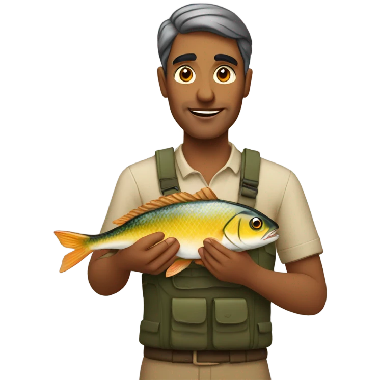 Indian man holding a fish  emoji