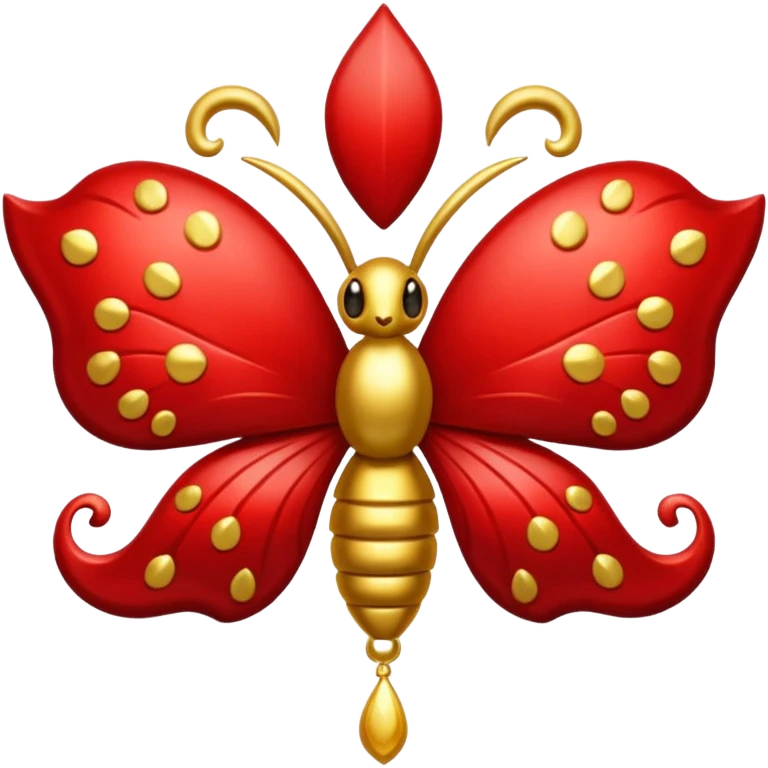rococó moño rojo con dorado emoji