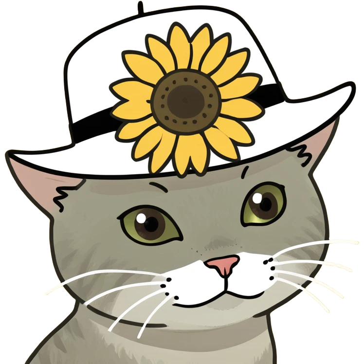 Cute cat wearing a sunflower hat emoji