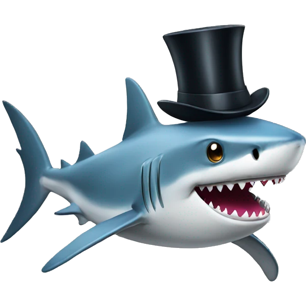 Shark with a top hat emoji