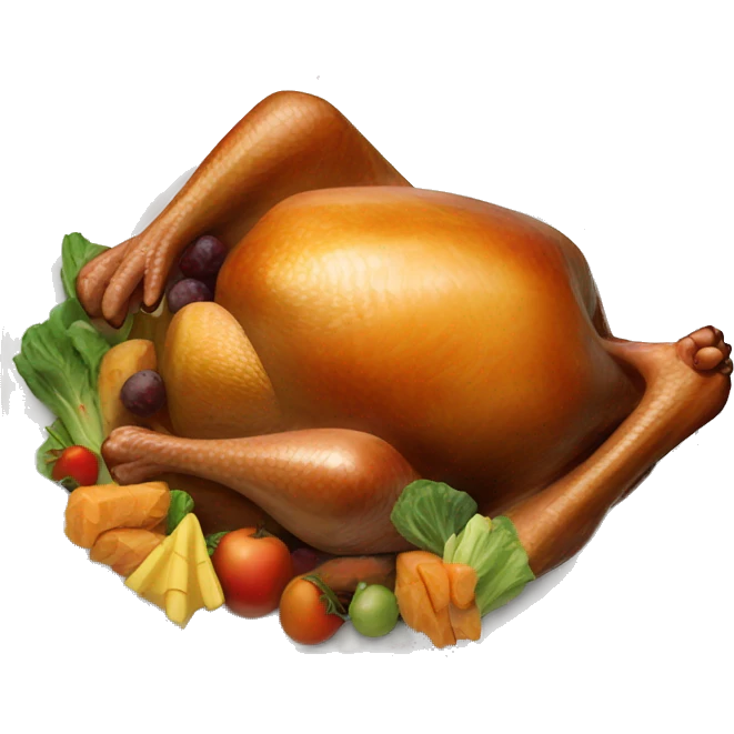 turkey next to a big plate of food emoji