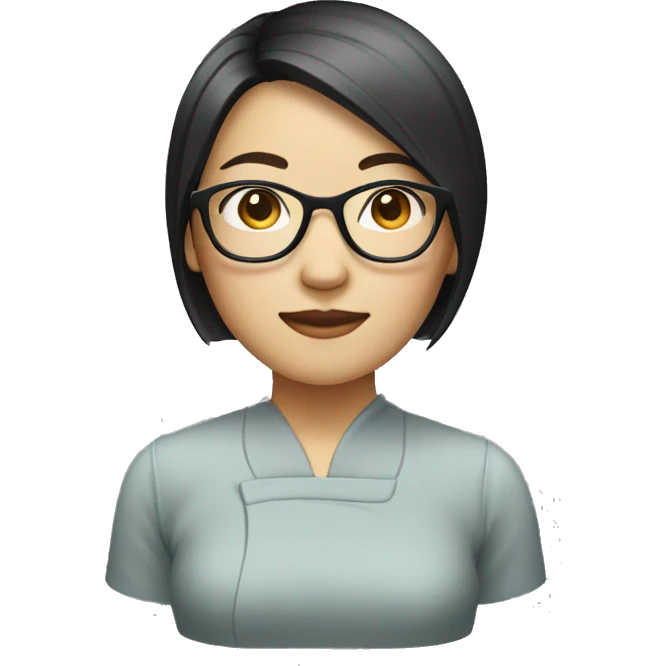 chinese lady with short straight hair, wearing glasses emoji