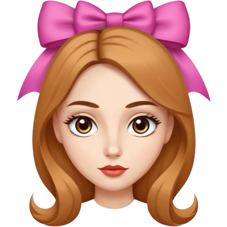 Heart shape face , fair skin , almond eyes, light brown eye, upward eyebrow, straight nose, bow lips shape, long heir , clean makeup emoji