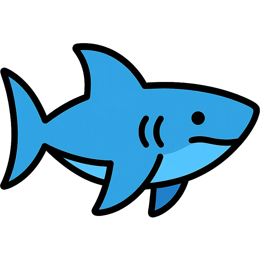 blue shark icon with color outline emoji