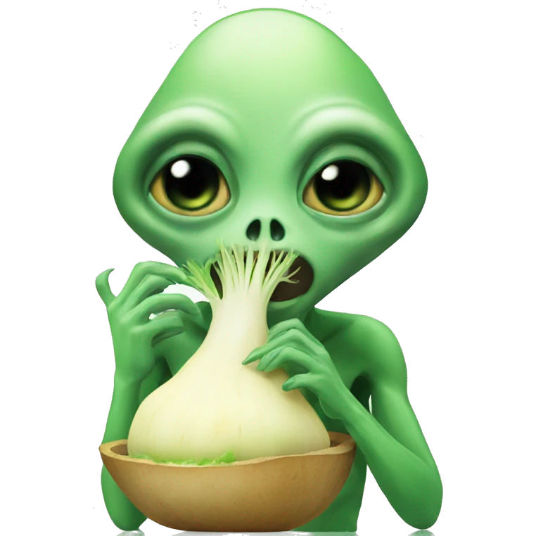 Alien eating turnip emoji