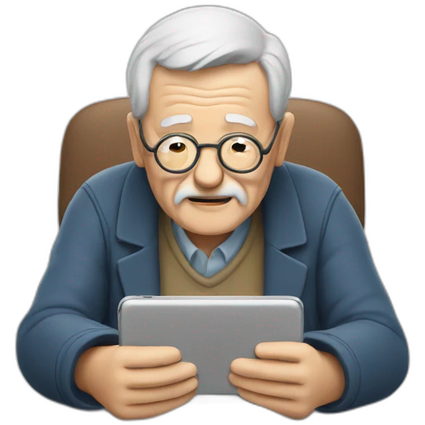 old man typing on phone emoji