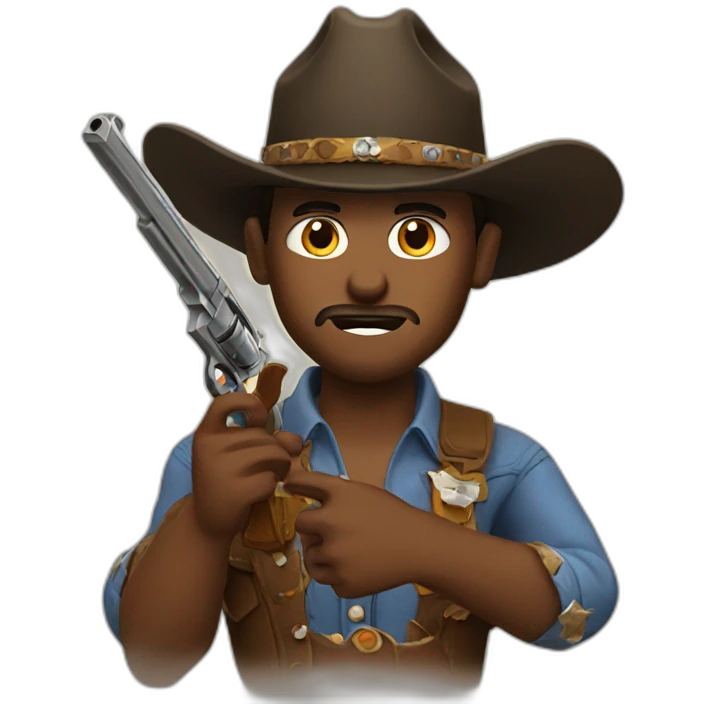 Cowboy eating a gun emoji