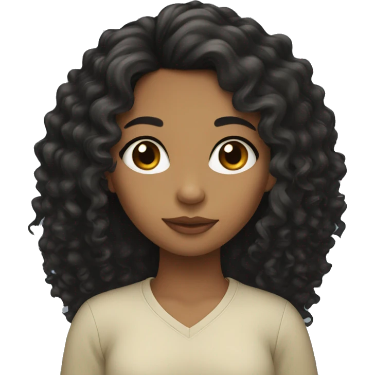 mixed girl with long black curly hair  emoji
