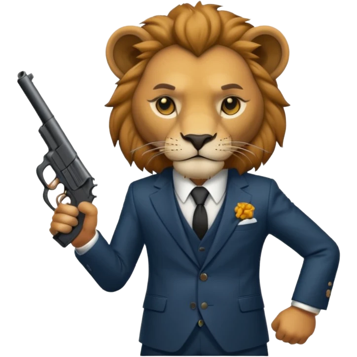 lion  gangster  with gun  emoji