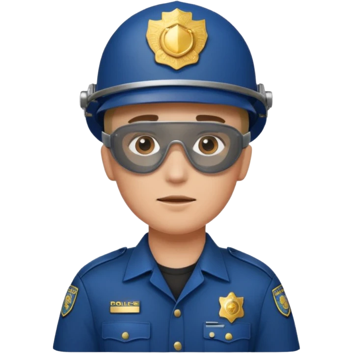 police officer in uniform with welding goggles on head emoji