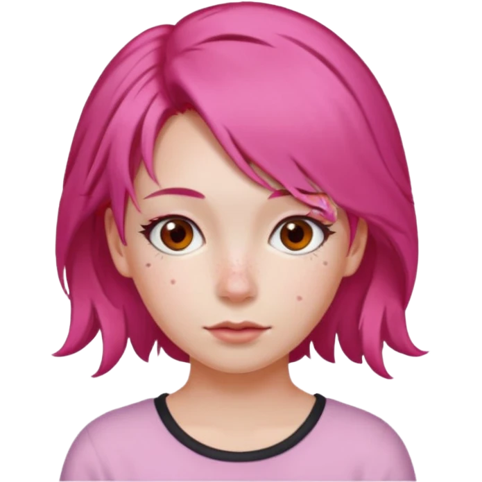  girl with pink hair and red color hairclip emoji