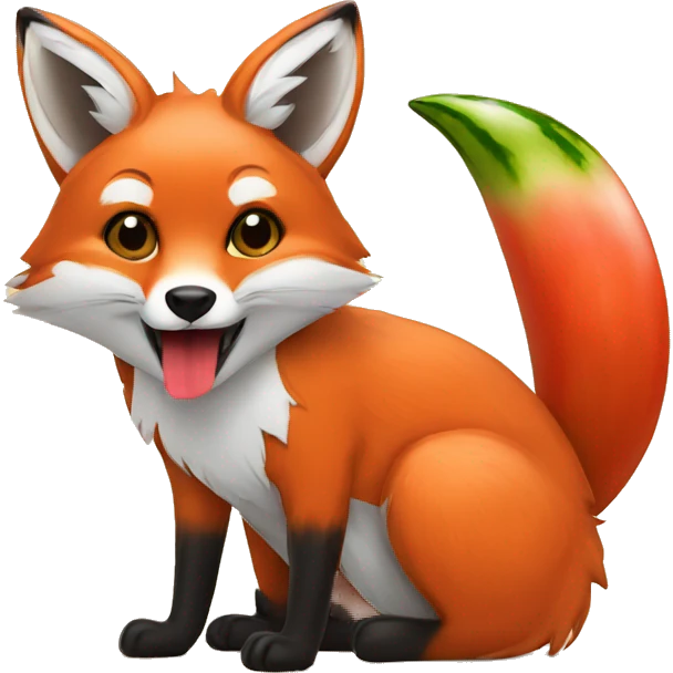 Fox eating watermelon emoji