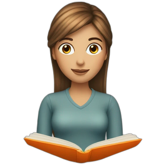 highlights-hair-girl-reading-a-orange-book-without-glasses emoji