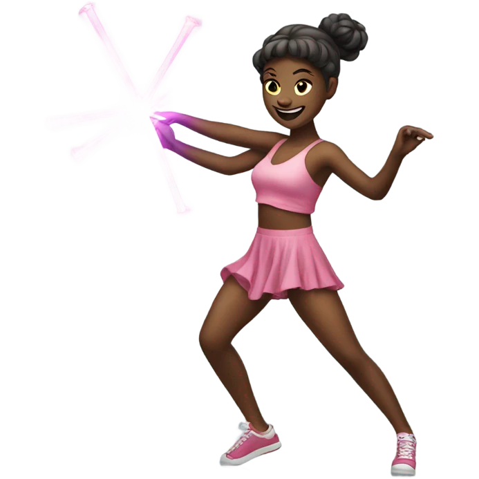 dancing girl with lightstick emoji