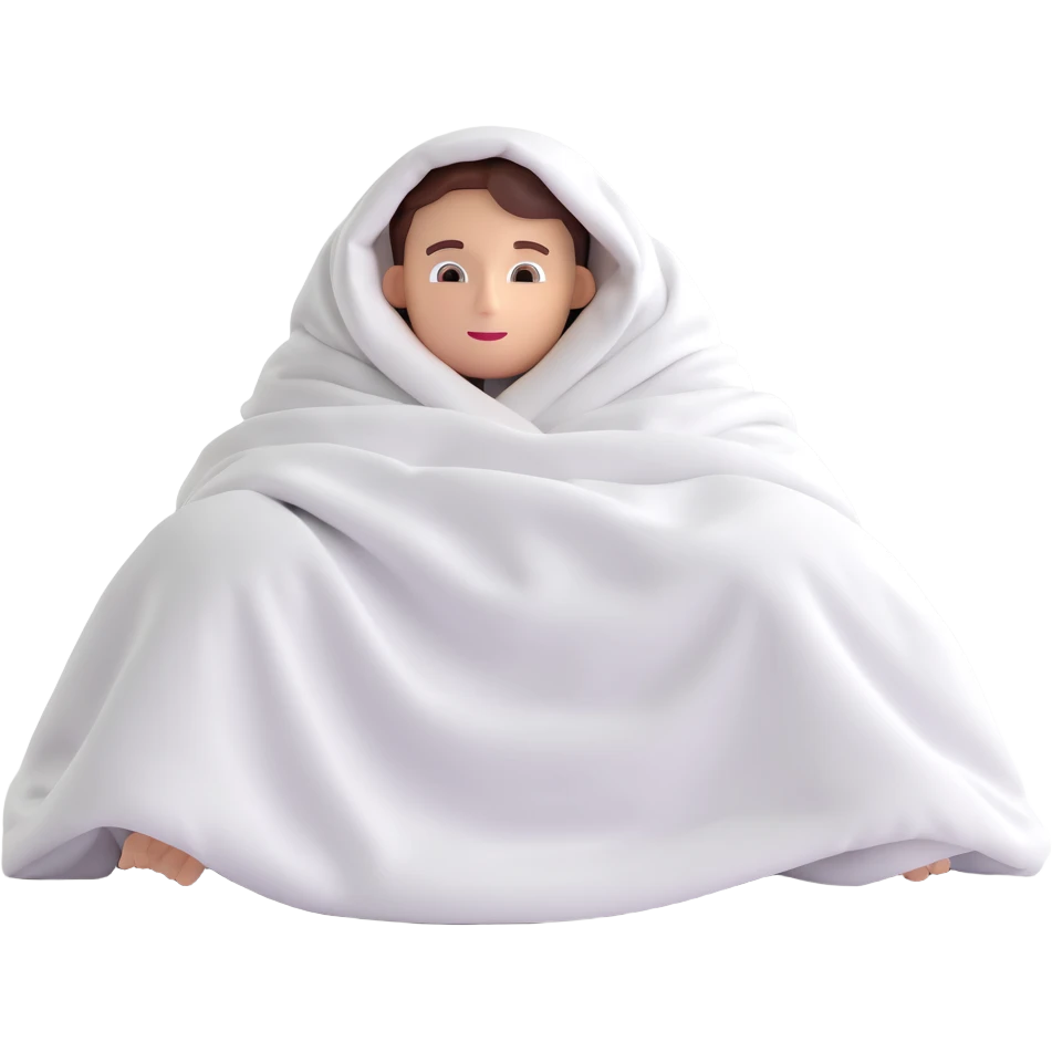 bed with a person completely hidden under the blanket, no body parts or face visible, only the blanket on the bed emoji