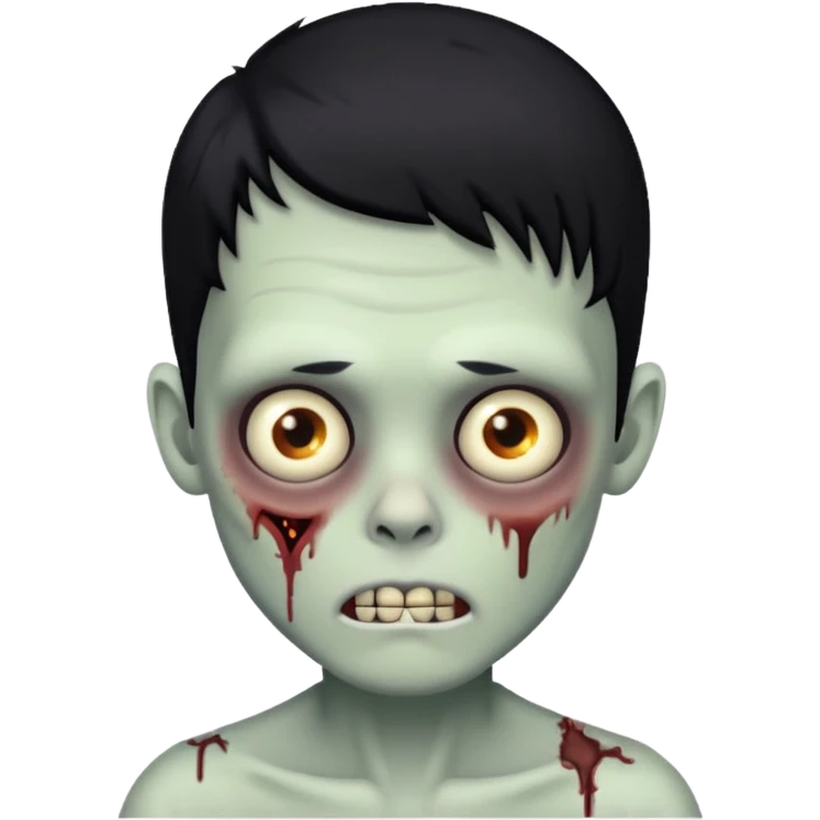 garoto zumbi, com cabelo preto médio  emoji