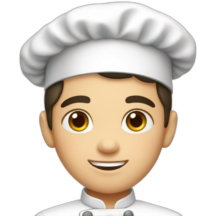 young white boy chef with dark short hair  emoji