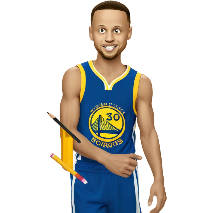 Stephen Curry with a pencil of his nose emoji