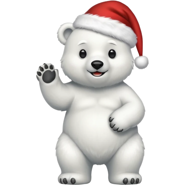 full body polar bear with christmas hat on emoji
