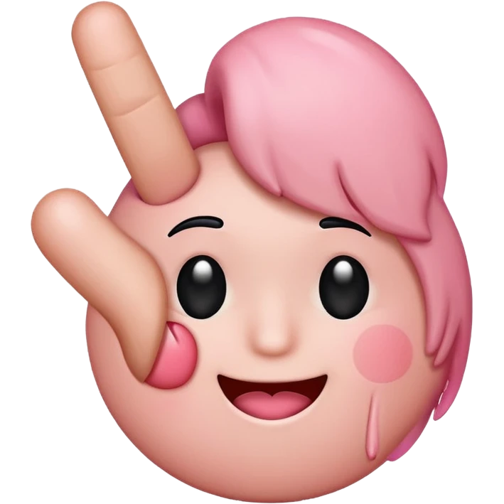 Blushing emoji with middle finger by its cheek emoji