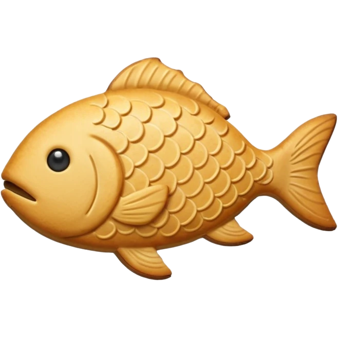 fish-shaped cookie, golden brown baked texture, no eyes, shape like a toy emoji