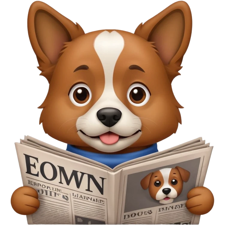 Un perro con un periódico en la boca emoji