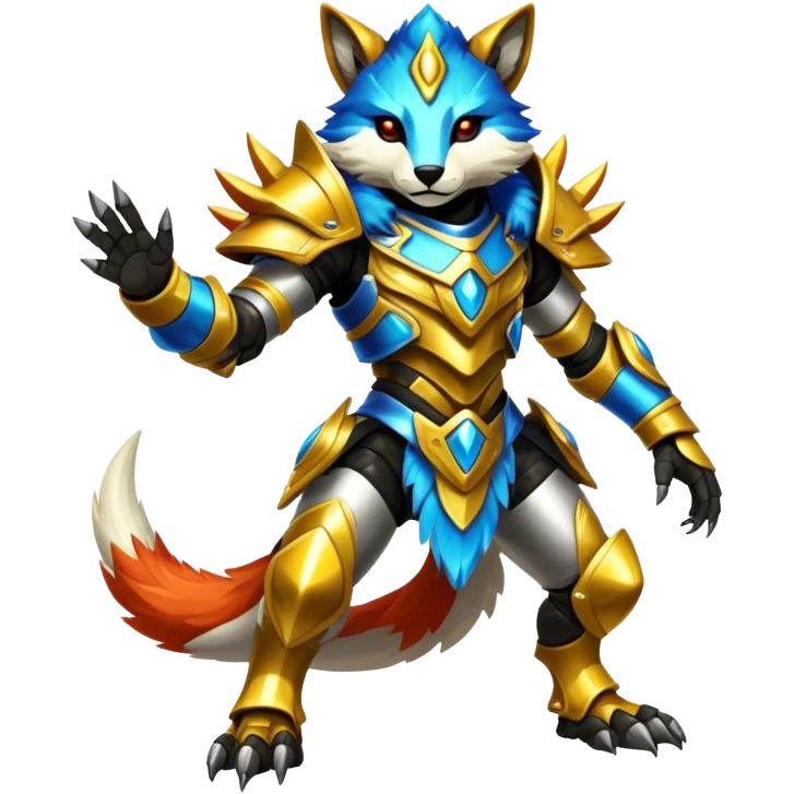 Shiny Epic Edgy Cool Colorful Vibrant Modern Vernid-Protogen-creature-animal, full body emoji