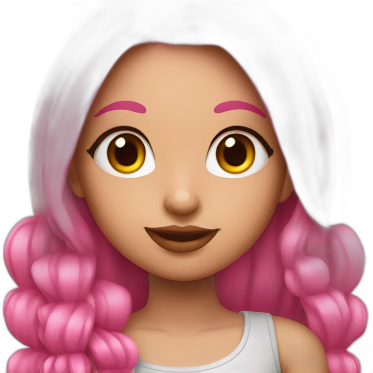 girl with false eyelashes, nails and pink hair emoji