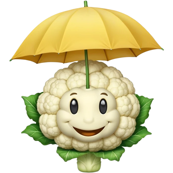 Smiling Cauliflower with an umbrella emoji
